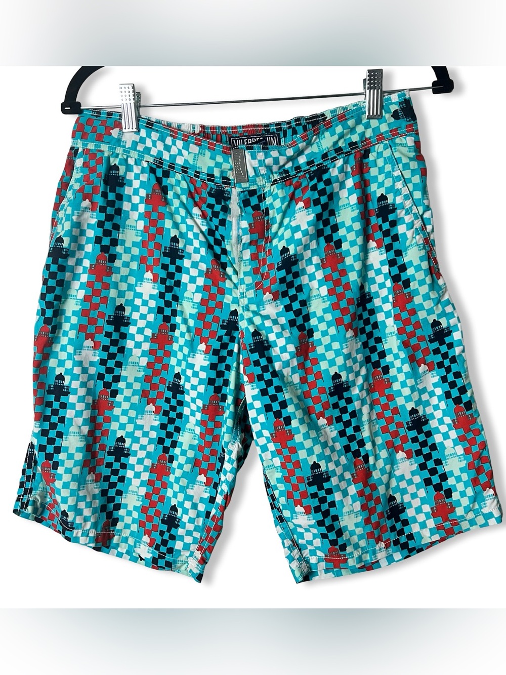 Vilebrequin Men’s Swim Trunks Lighthouse‎ Print Turquoise Red Navy Sz. M